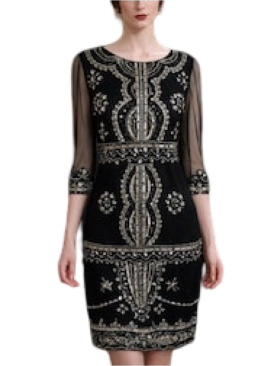 Dresses & Skirts - 🪙🔲◾️STUNNING Black Embellished Bling Beaded Long Sleeve Cocktail Dress ◾️🔲🪙